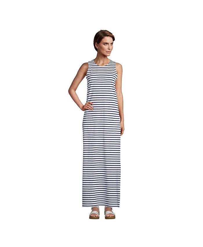 Lands' End Petite Cotton Jersey Sleeveless Swim Coverup Maxi Dress