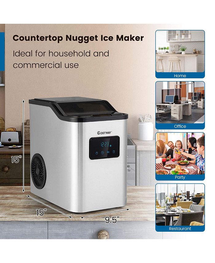 Costway Countertop Nugget Ice Maker 60lbs/Day with 2 Ways Water Refill