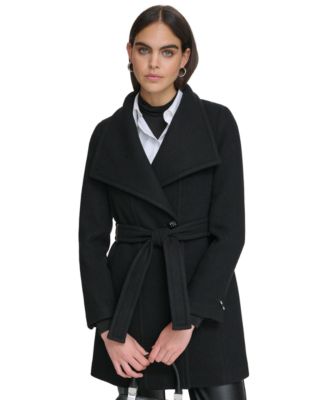 Women's Asymmetrical Belted Wrap Coat