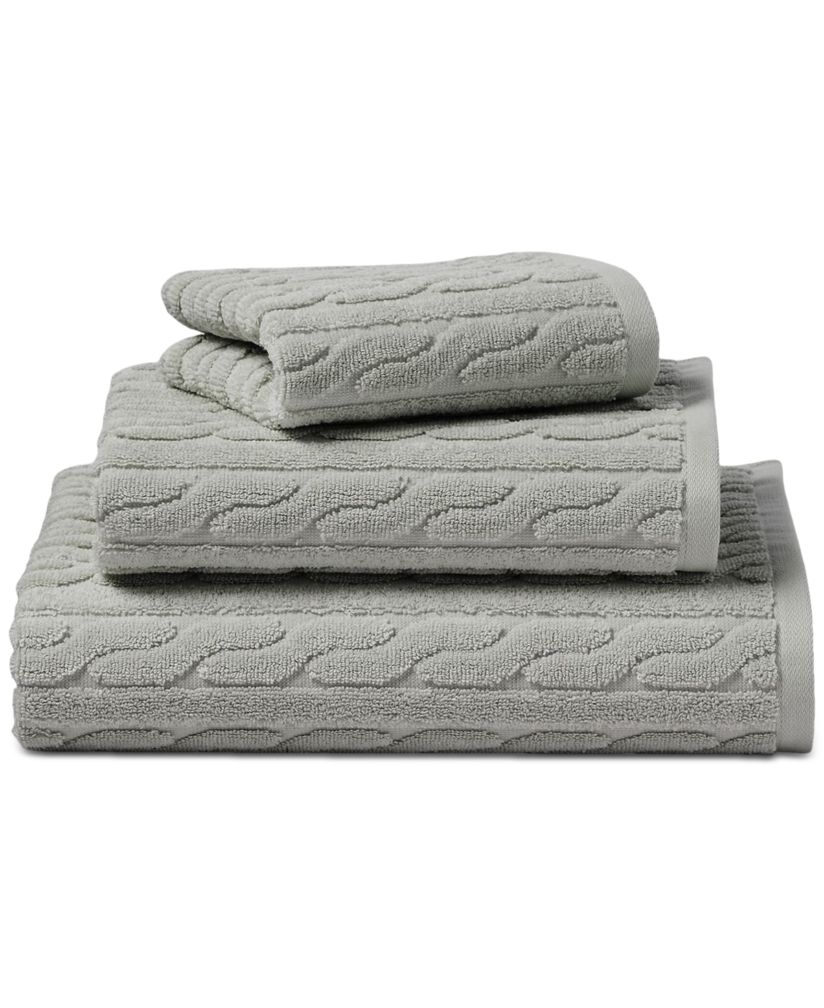Lauren Ralph Lauren Sanders Cable Wash Towel Bedding In Pewter Grey