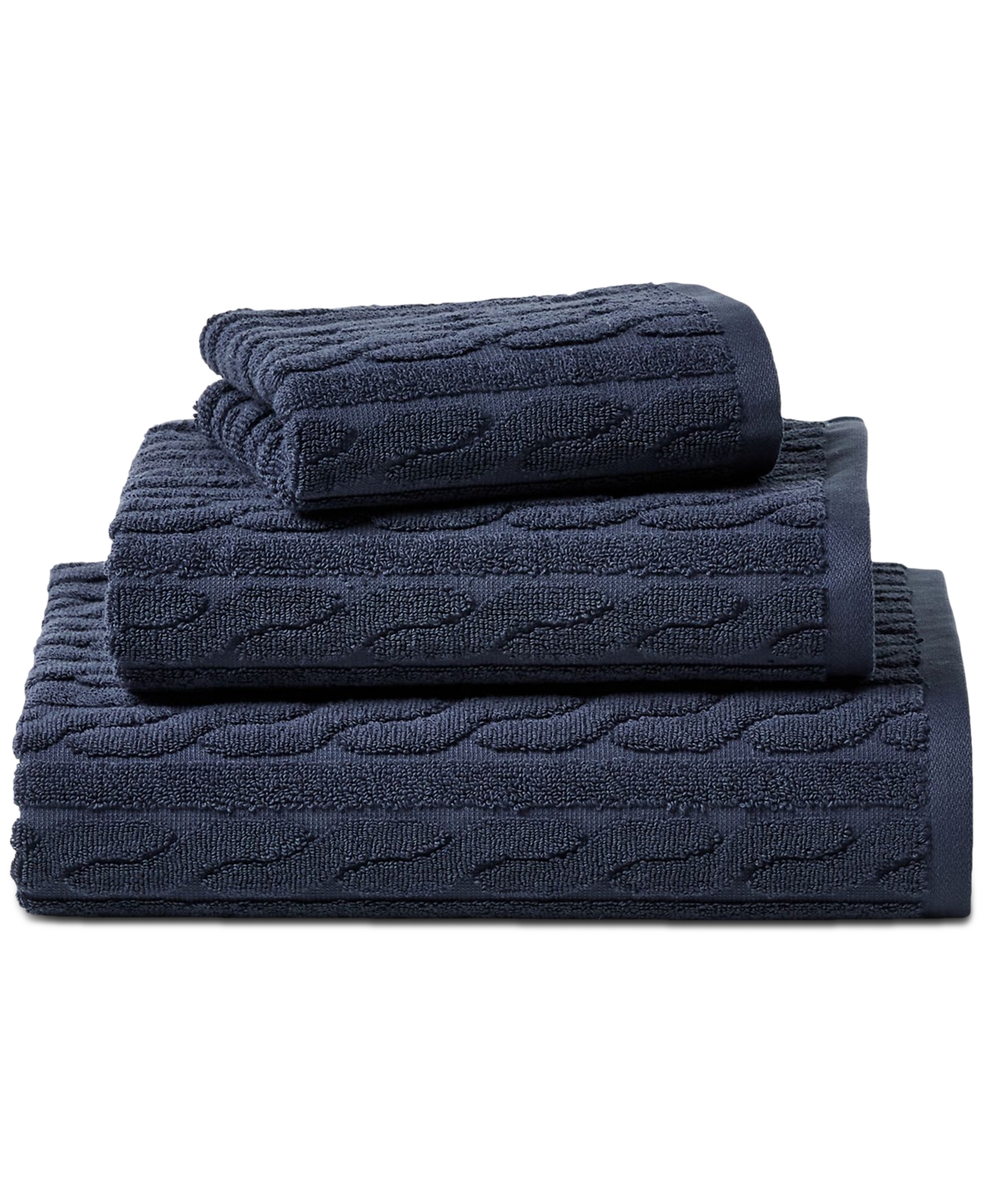 Lauren Ralph Lauren Sanders Cable Wash Towel Bedding In Club Navy