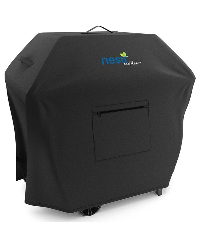 Nestl Heavy Duty BBQ Grill Cover - 72 Inch, Waterproof, With Storage Pocket, 6 Liners & Brush (Gray)