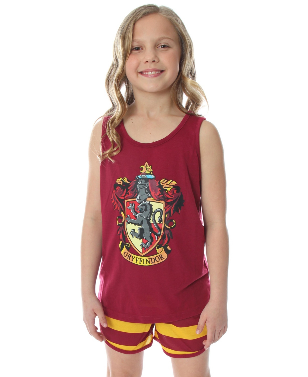 Harry Potter Girls Hogwarts House Crest Racerback Tank and Shorts Pajama Set - Burgundy