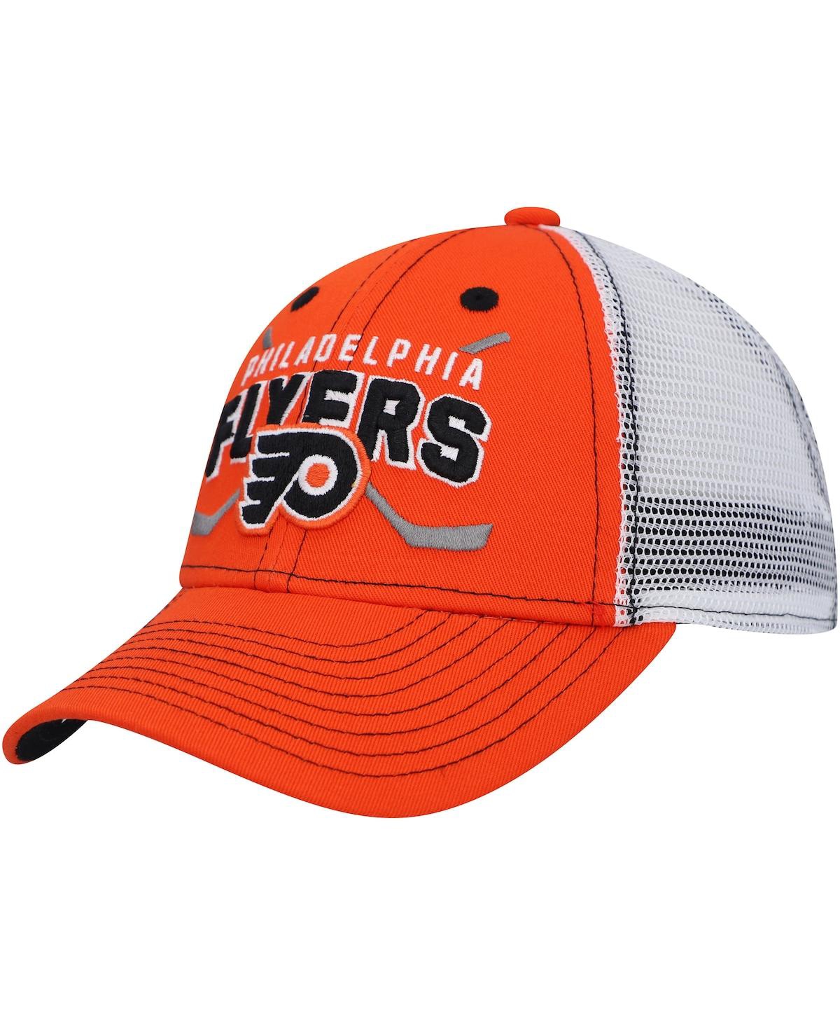 Outerstuff Kids' Big Boys And Girls Orange, White Philadelphia Flyers Core Lockup Trucker Snapback Hat In Orange,white