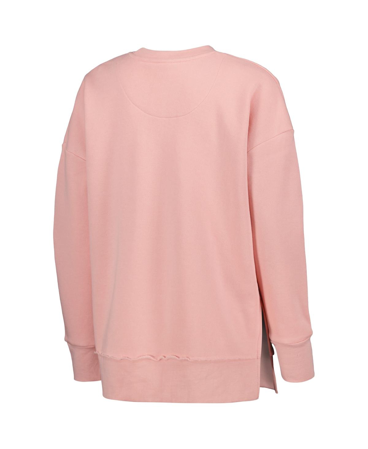 PRESSBOX WOMEN'S PRESSBOX PINK WISCONSIN BADGERS LA JOLLA FLEECE PULLOVER SWEATSHIRT 