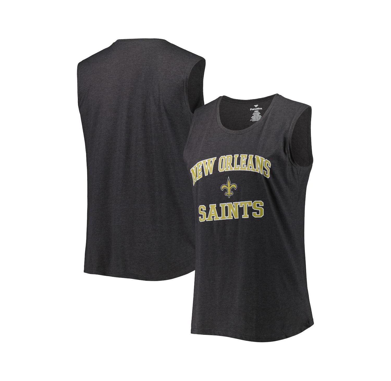 Women's Heather Charcoal New Orleans Saints Plus Size Tank Top