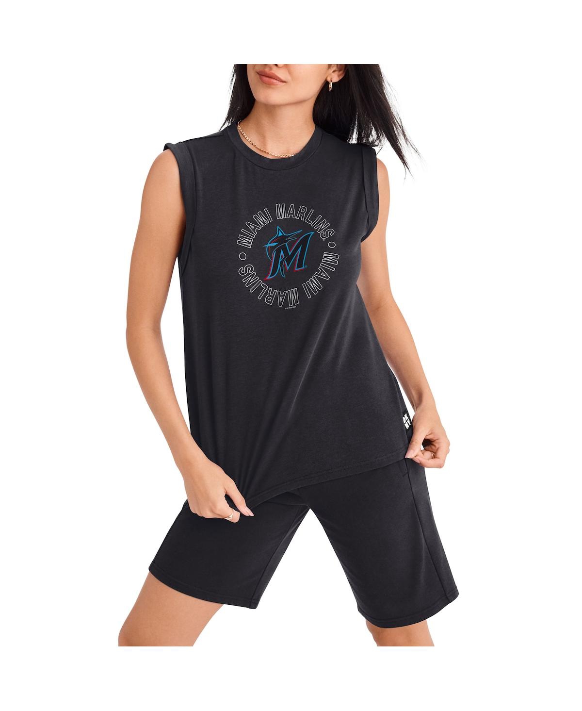 Shop Dkny Women's  Sport Black Miami Marlins Madison Tri-blend Tank Top