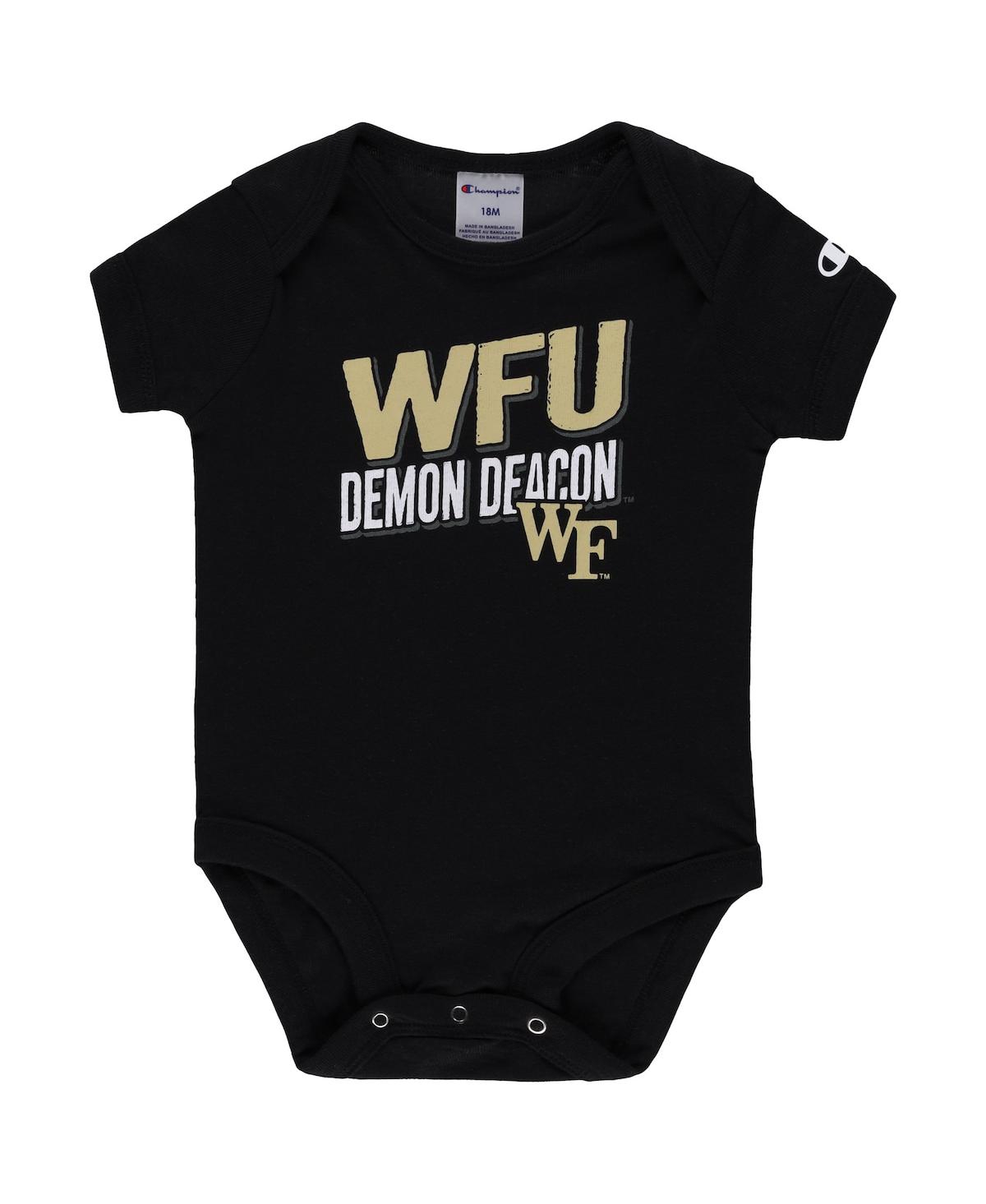 Champion Infant Boys And Girls  Black, Heather Gray Wake Forest Demon Deacons I Wanna Be Three-pack B In Black,heather Gray