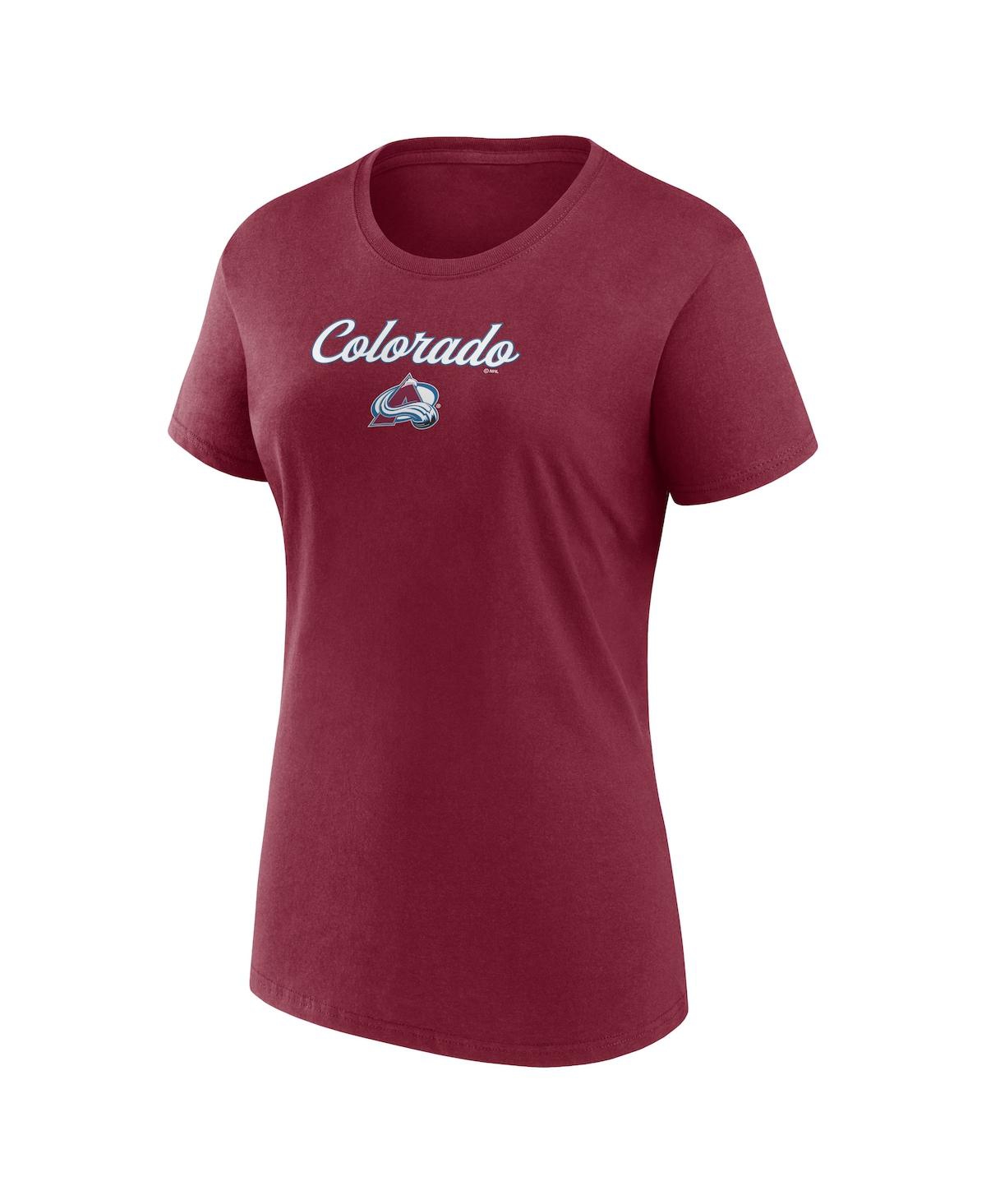 Fanatics Women's  Burgundy, Gray Colorado Avalanche Script T-shirt And Shorts Set In Burgundy,gray