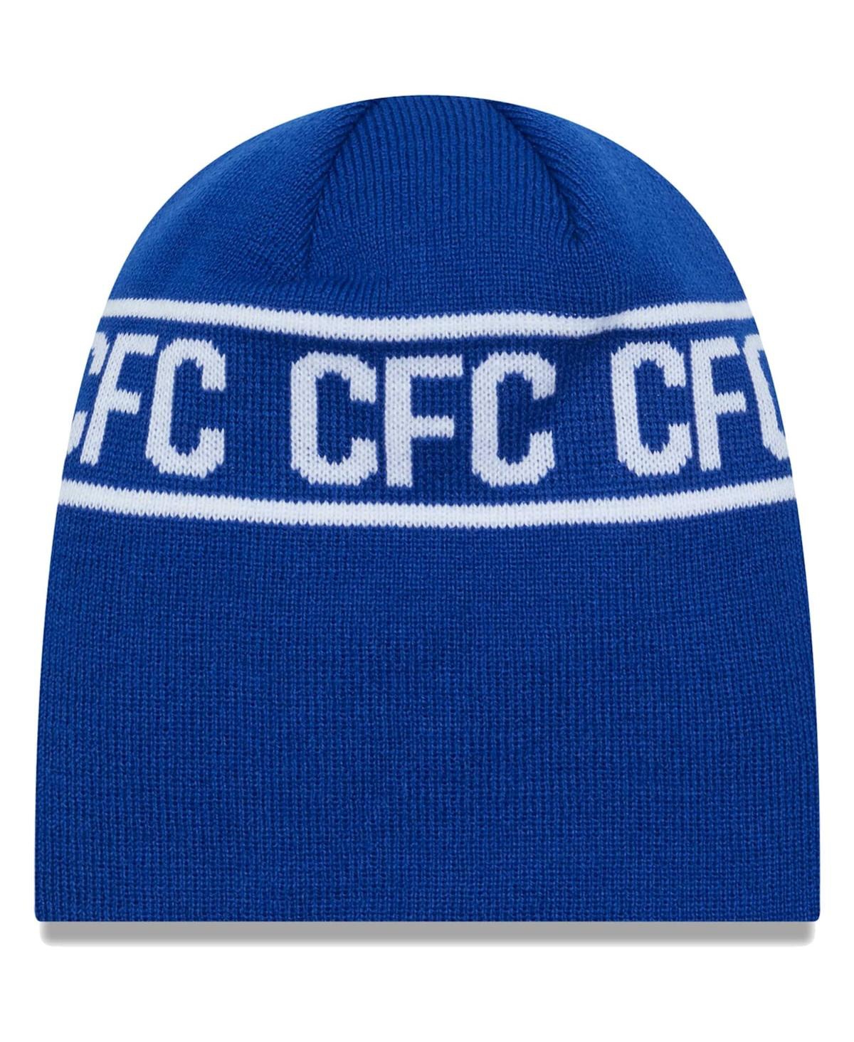 New Era Men's  Blue Chelsea Wordmark Skull Knit Hat In Blue