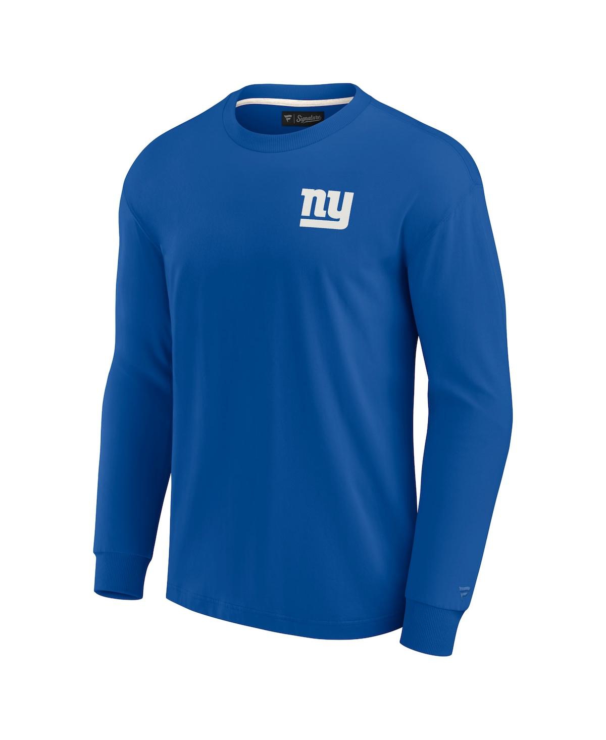Shop Fanatics Signature Men's And Women's  Royal New York Giants Super Soft Long Sleeve T-shirt