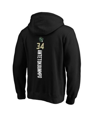 Men's Giannis Antetokounmpo Black Milwaukee Bucks Playmaker Name and Number Pullover Hoodie