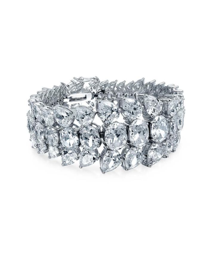 Bling Jewelry Elegant Multi Row CZ Cubic Zirconia Graduated Cluster