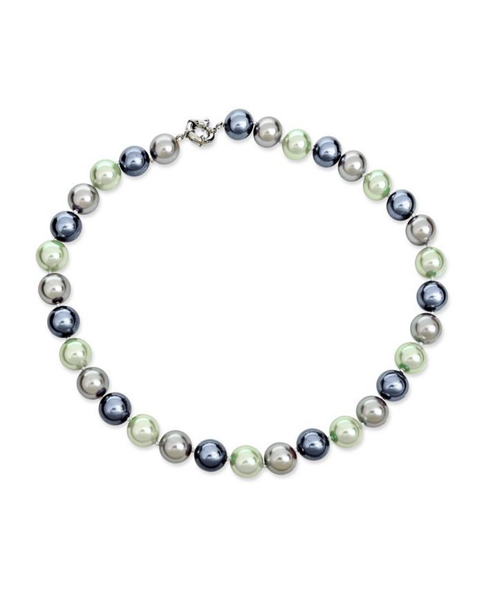 Bling Jewelry Large Hand Knotted Multi Color Blue Grey Shades Shell