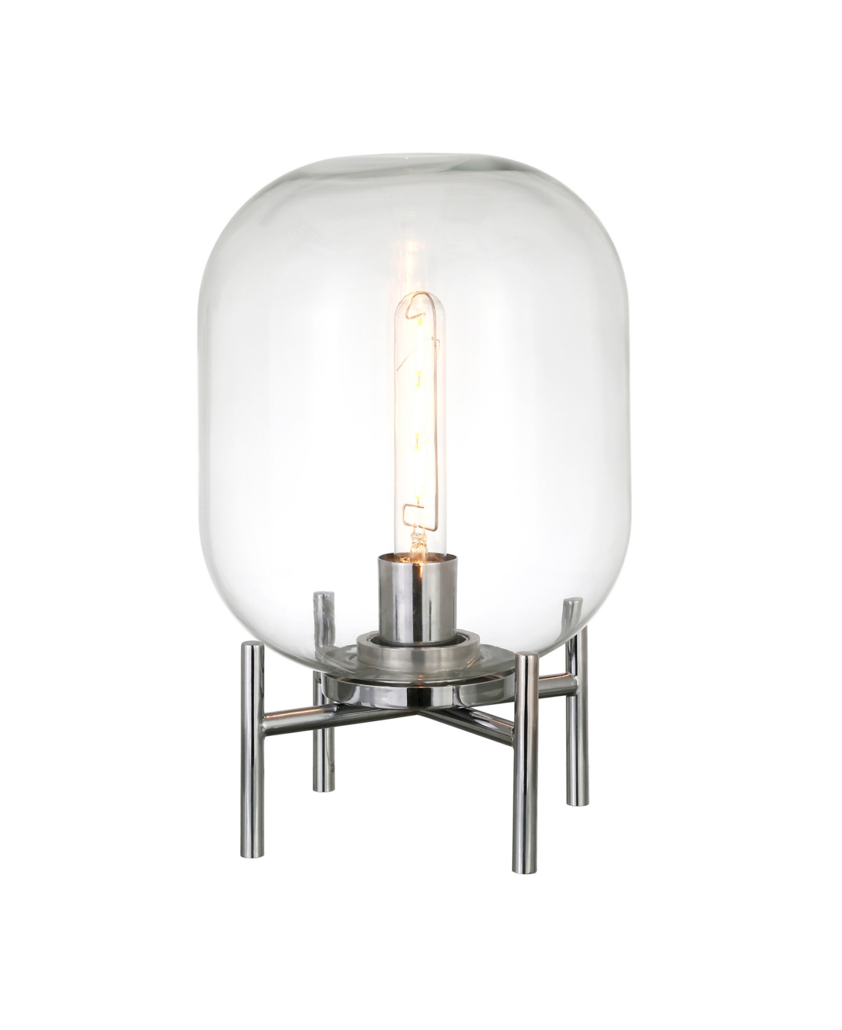 Hudson & Canal Edison 15.38" Glass Shade Tall Table Lamp In Polished Nickel