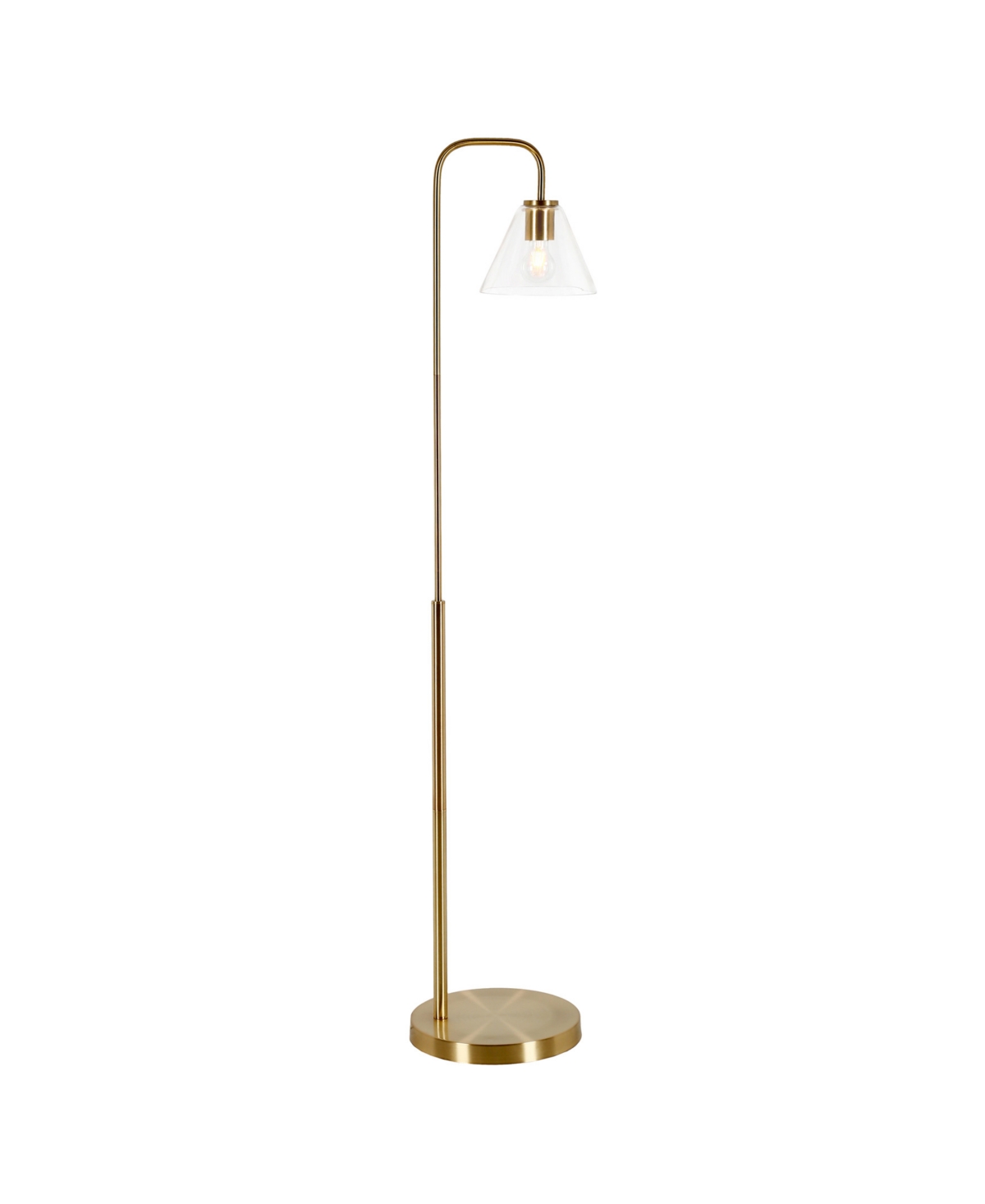 Hudson & Canal Henderson 62" Glass Shade Arc Floor Lamp In Brass