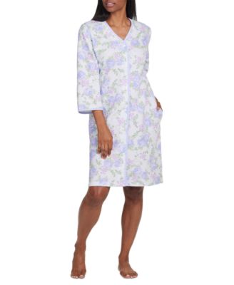 Miss Elaine - Women's Long-Sleeve Floral Gripper Robe