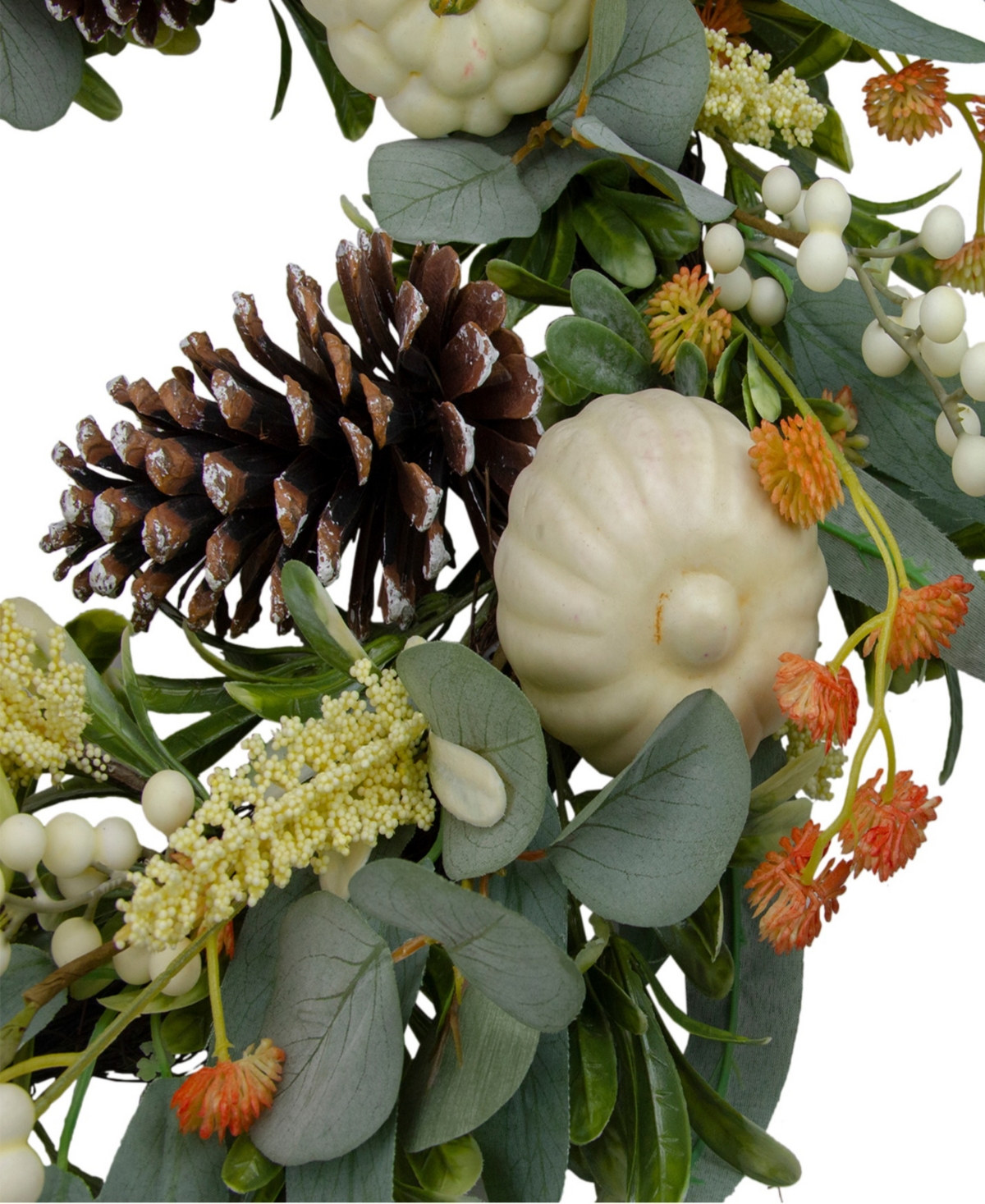 Gourds and Foliage Artificial Thanksgiving Wreath - Unlit
