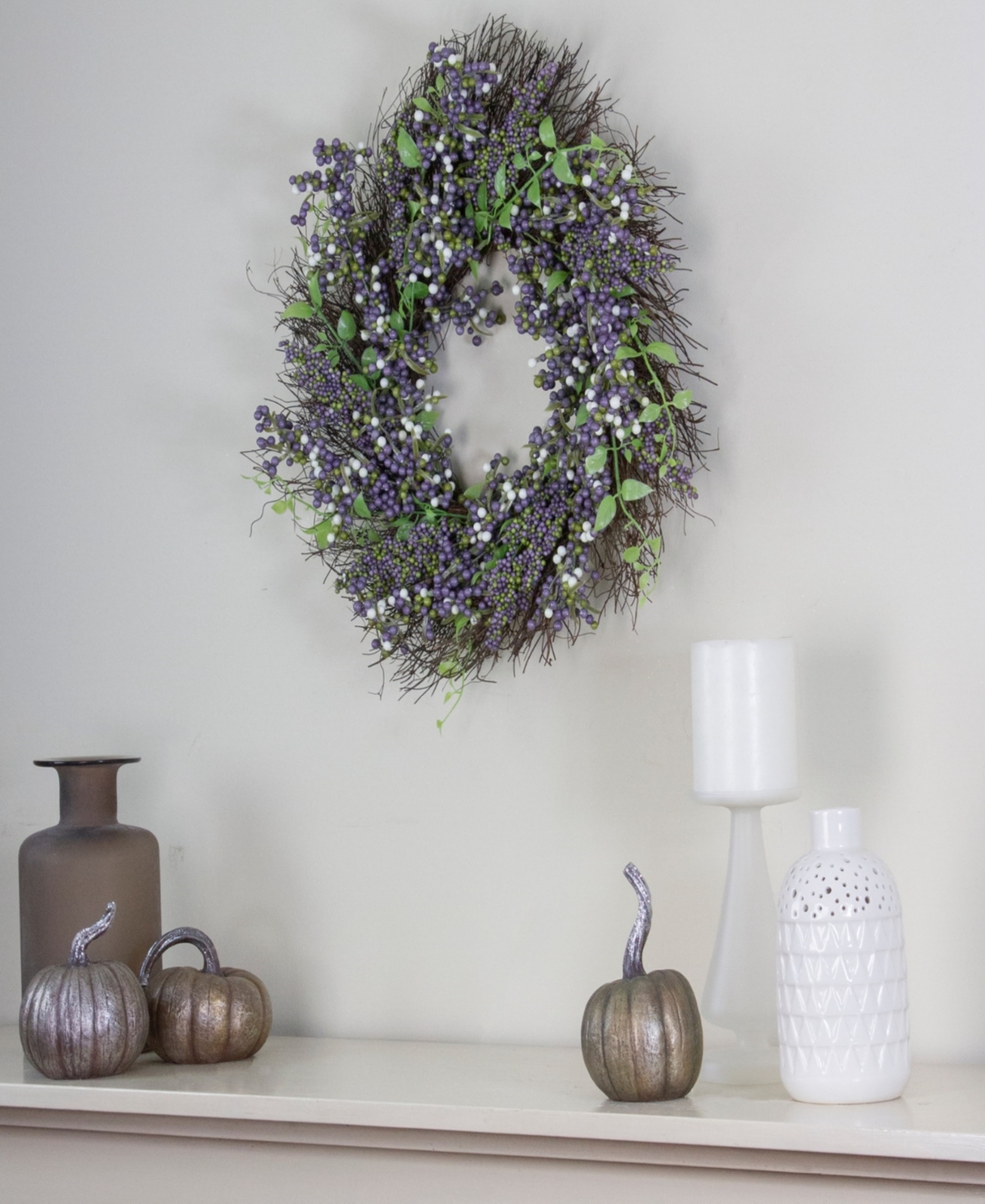 Shop Northlight Purple Mini Berry Artificial Thanksgiving Wreath 22" Unlit