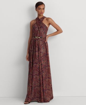 Lauren Ralph Lauren - Women's Metallic Chiffon Halter Gown