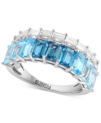 EFFY Collection - Multi-Topaz Emerald-Cut Ombr&eacute; Statement Ring (3-1/2 ct. t.w.) in 14K White Gold