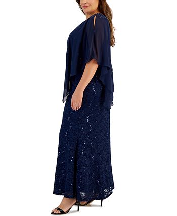 SL Fashions Plus Size Beaded Popover Gown Macy s
