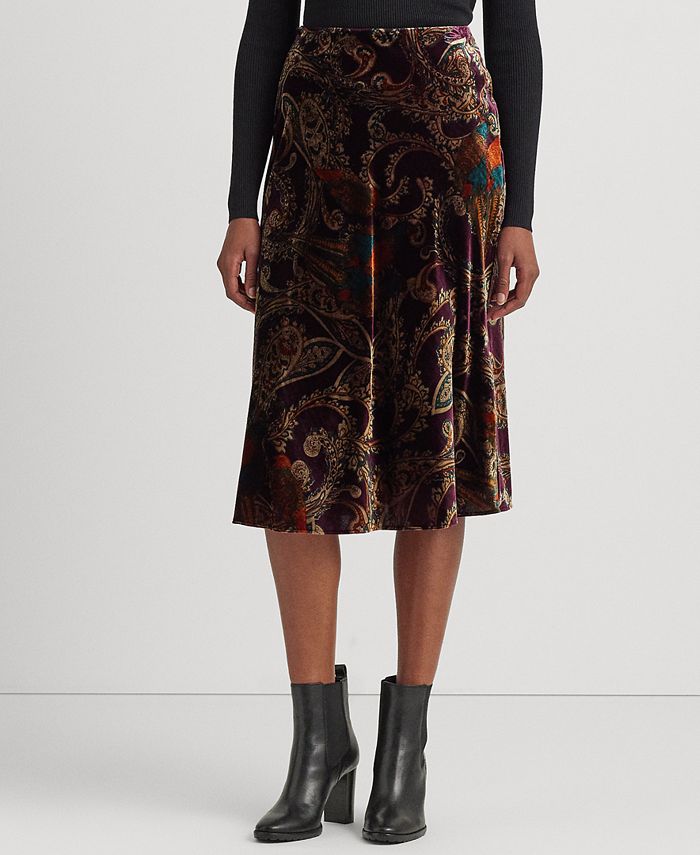 Lauren Ralph Lauren Women's Pheasant-Paisley Velvet Skirt - Macy's