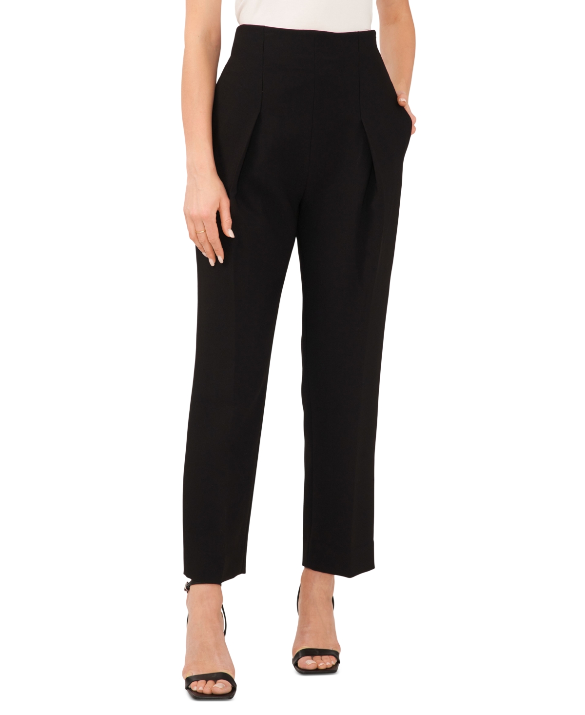 Shop 1.state Women's High-waisted Pleated-front Pants In Rich Black