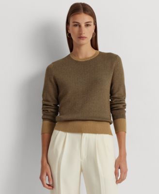 Lauren Ralph Lauren - Women's Cotton-Blend Herringbone-Knit Sweater