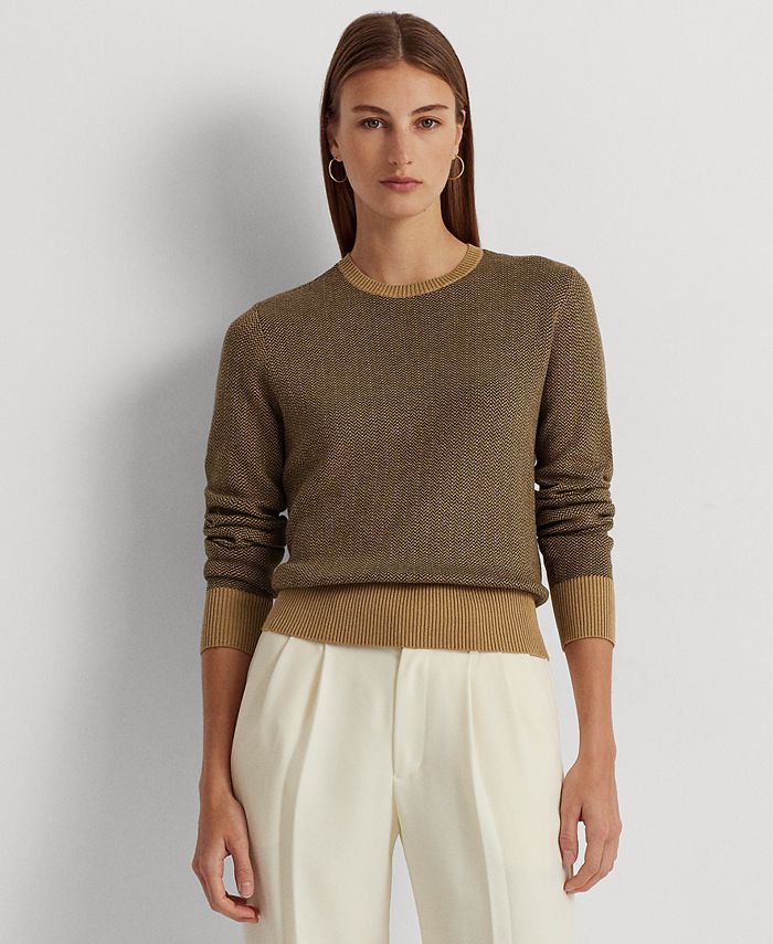 Lauren Ralph Lauren Women's Belted Cotton-Blend Sweater (XS, Primrose  Heather)