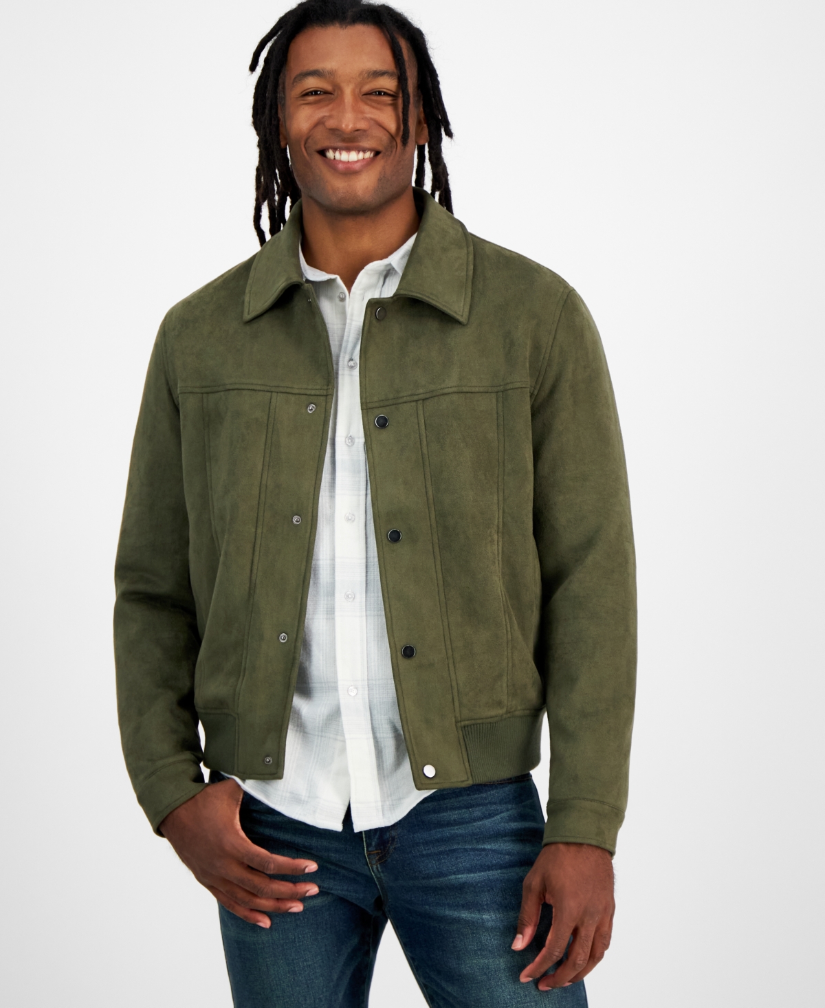 Men's Faux-Suede Jacket, Created for Macy's - Green