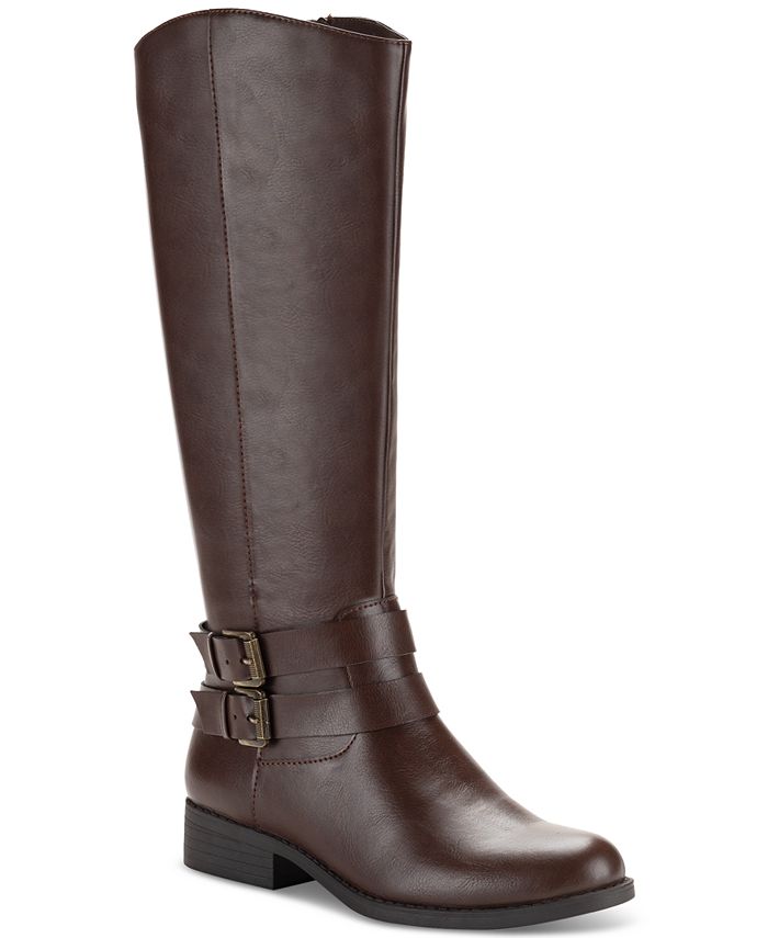 Style & Co Women's Maliaa Wide-Calf Buckled Riding Boots, Created for ...