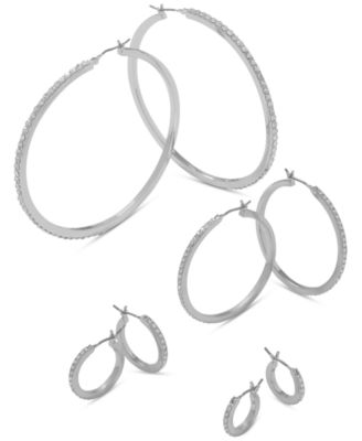 Extra-Small Pav&eacute; Hoop Earrings, 0.35" 
