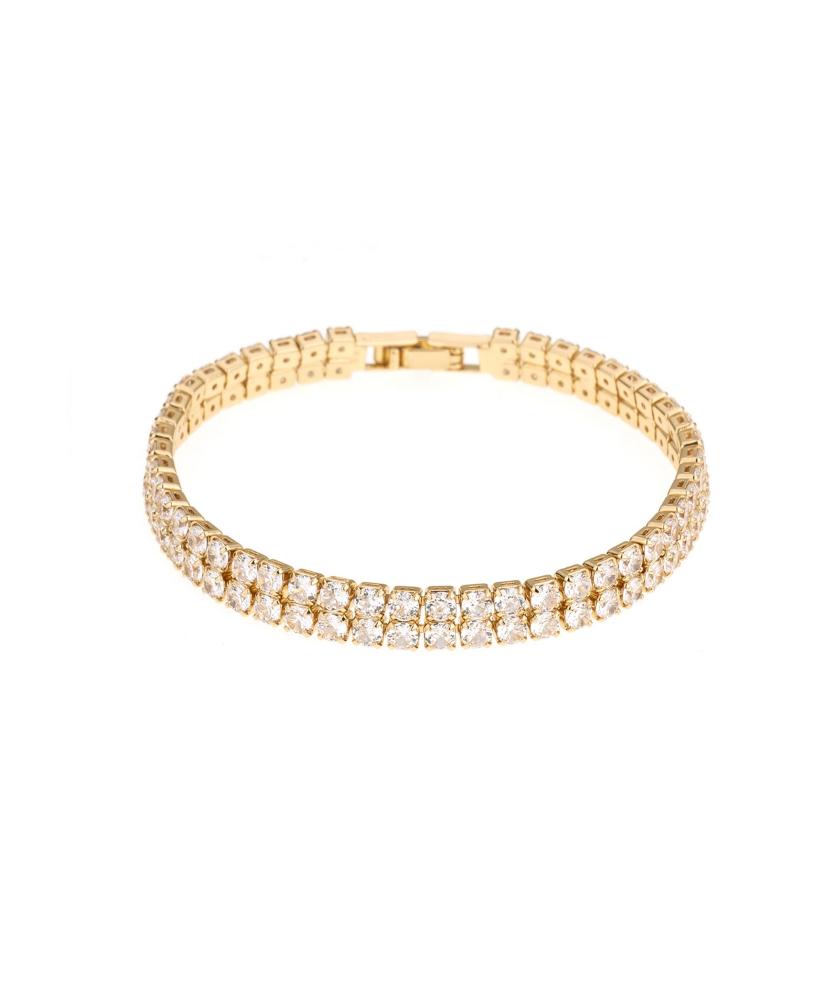 Thick Cubic Zirconia 18K Gold Plated Tennis Bracelet - Gold