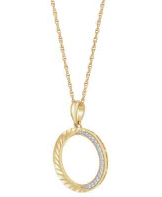 Diamond Circle Pendant Necklace (1/10 ct. t.w.) in 14k Gold-Plated Sterling Silver, 16" + 2" extender