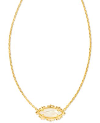 Gold Disc with Pearl and Marquise Pendant Necklace