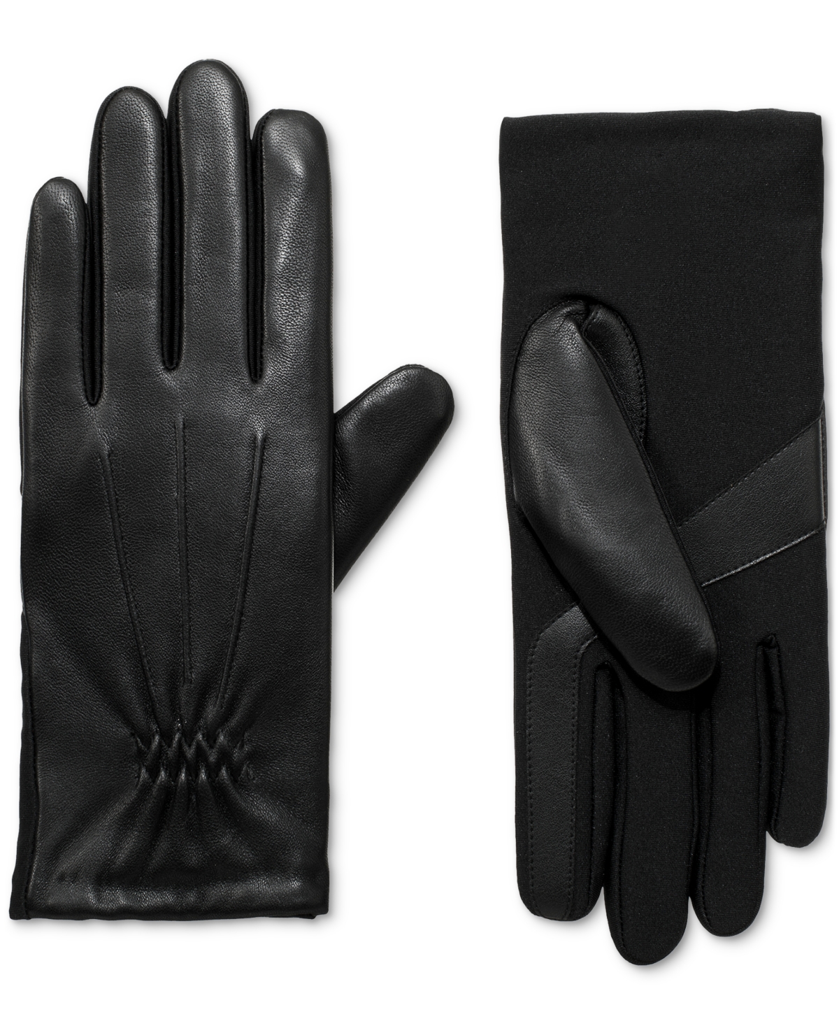 Women's Stretch Leather Touchscreen Gloves - Black