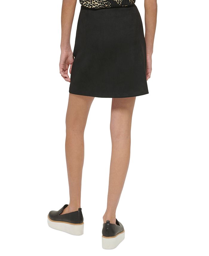 DKNY Women's Zip-Front Faux-Leather-Trim Mini Skirt - Macy's