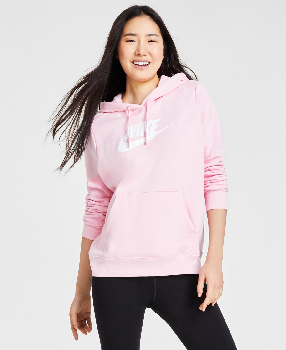 Nike Women's Sportswear Club Fleece Logo Pullover Hoodie In Medium Soft Pink