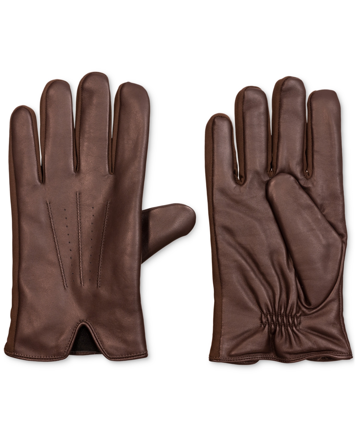 Men's Touchscreen Stretch Gloves with Watch Vent - Brown