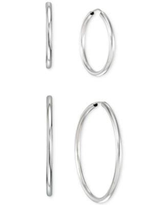 2-Pc. Set Polished Endless Small & Medium Hoop Earrings