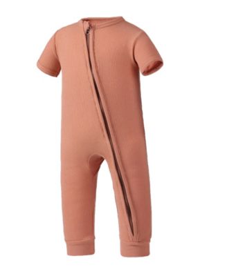 Baby Boys Rayon from Bamboo Ribbed Zip Front Romper