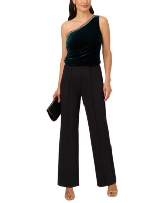 Adrianna Papell - Women's Velvet Beaded One-Shoulder Top