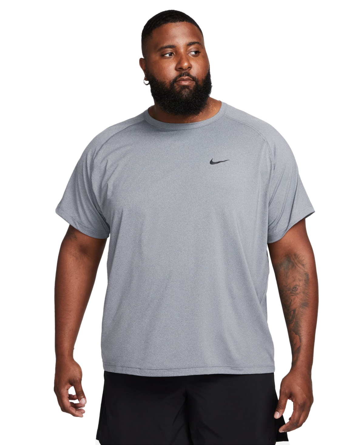 Nike Men's Relaxed-fit Dri-fit Short-sleeve Fitness T-shirt In Black,heather,black