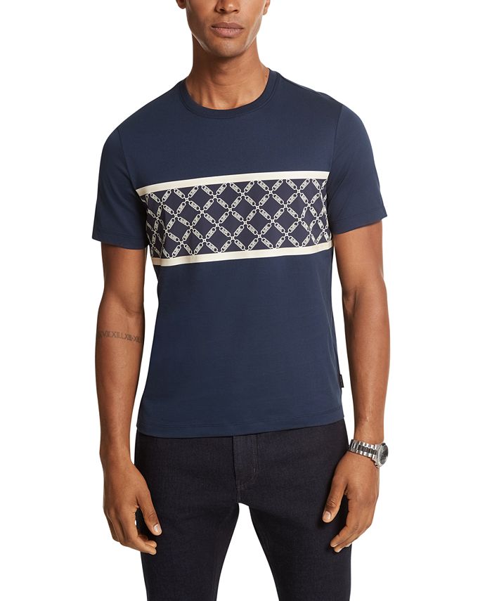 Michael Kors Men s Empire Modern Fit Stripe Logo Graphic T Shirt