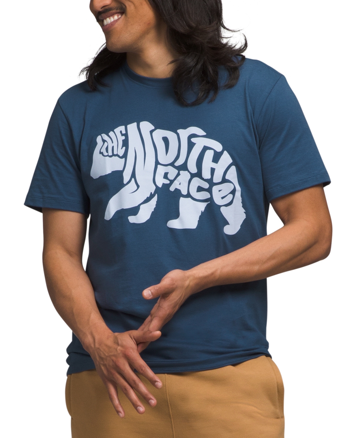 The North Face Men's Short-sleeve Bear Tee In Shady Blue,bear Graphic