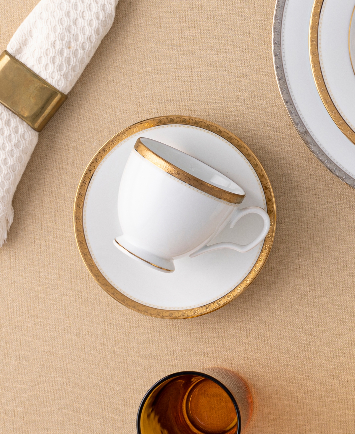 Shop Noritake Charlotta Gold 60-pc Dinnerware Set, Service For 12 In White,gold