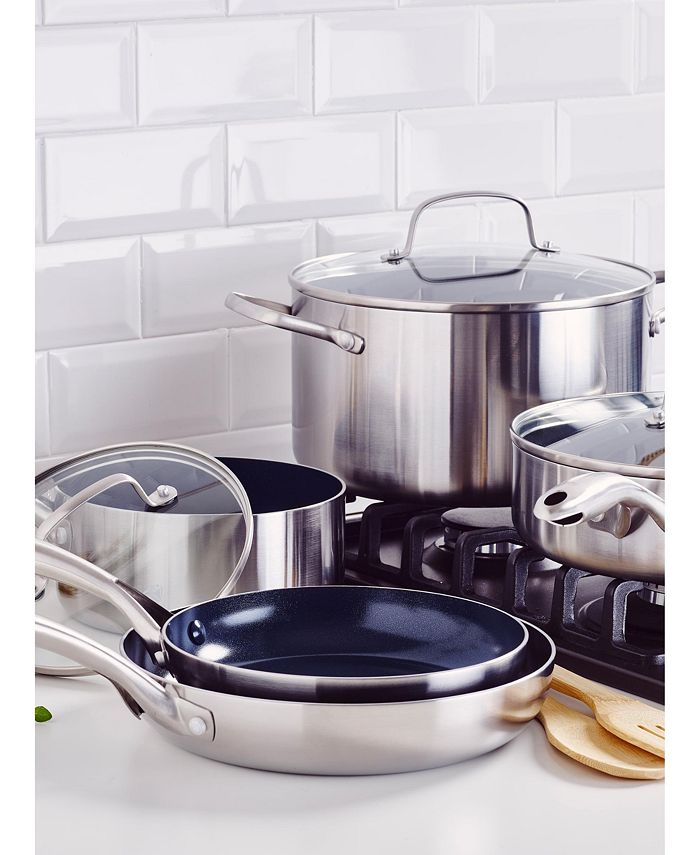 Blue Diamond Stainless Steel Clad Pro 10 Piece Cookware Set - Macy's