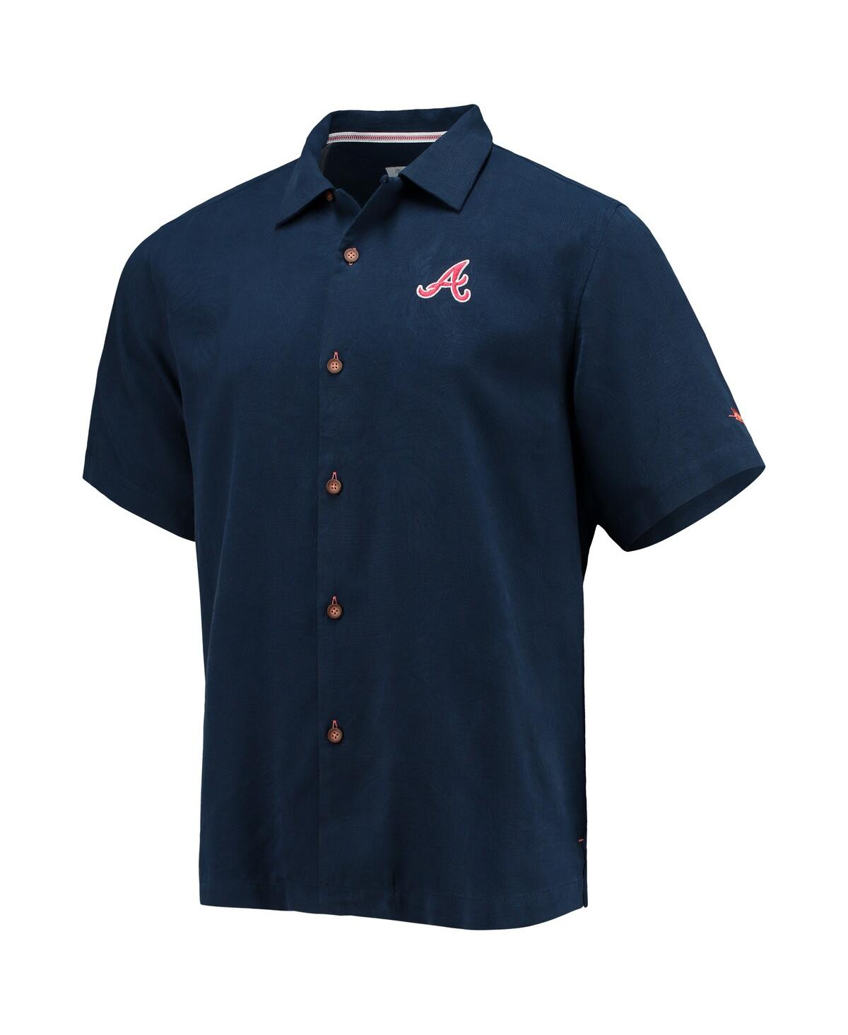 Men's Navy Atlanta Braves Button-Up Baseball Jersey 