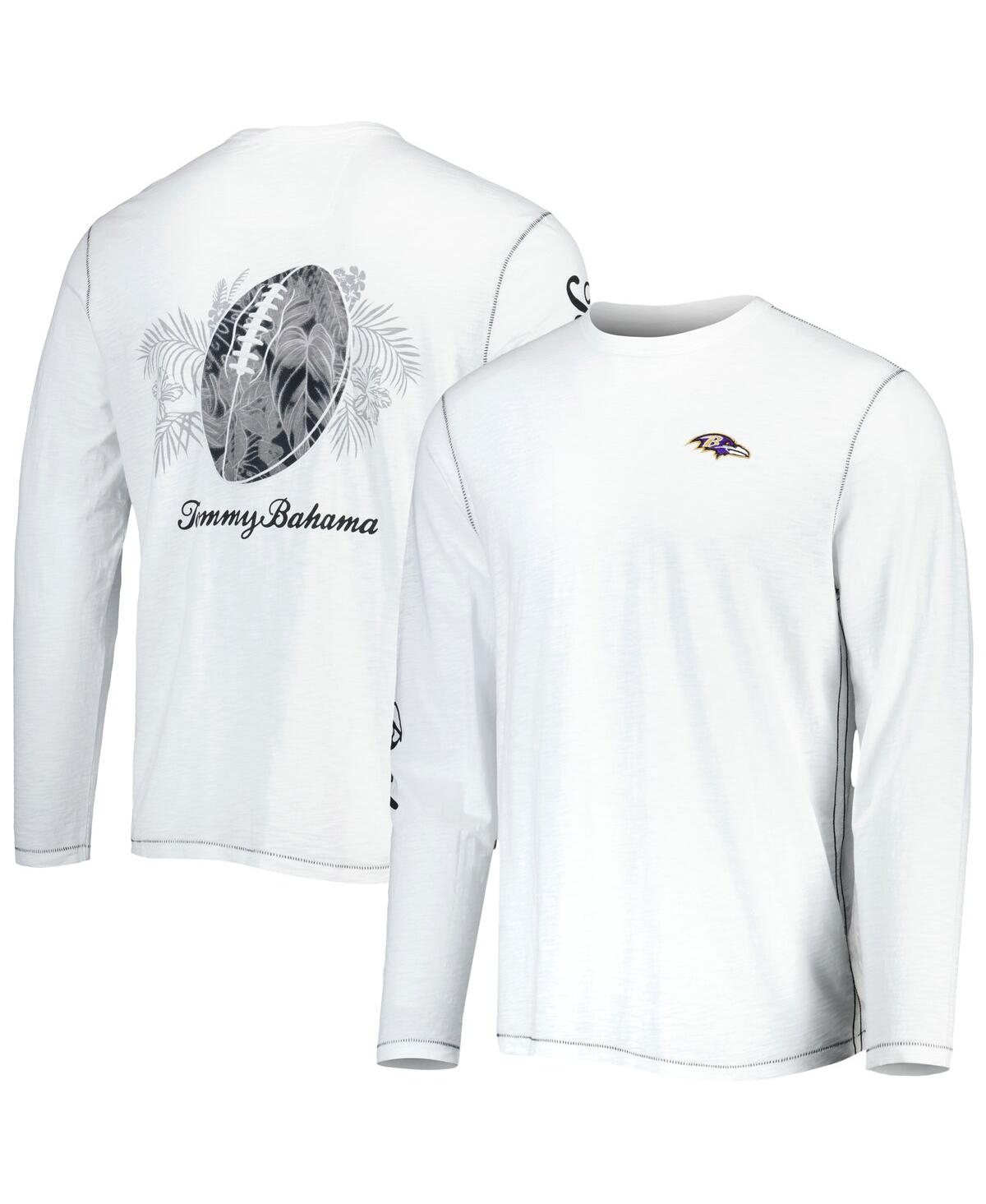 Tommy Bahama Men's  White Baltimore Ravens Laces Out Billboard Long Sleeve T-shirt